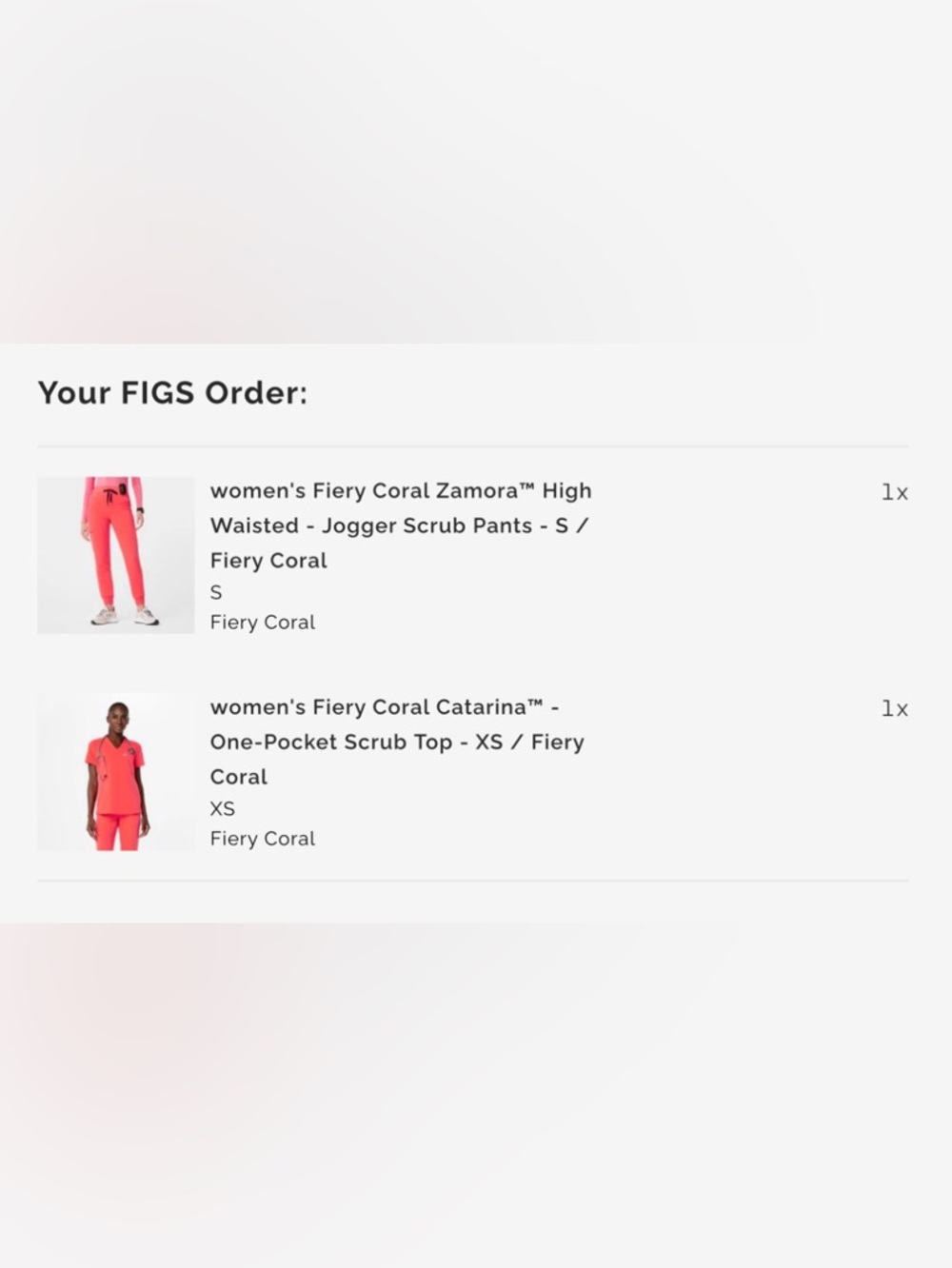 Figs 1 pocket Scrub Top and joggers in firey coral - Picture 6 of 6